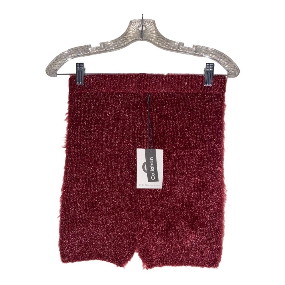 Callahan x Revolve Fuzzy Genny Bloodstone Wine Knit Mini Skirt Women‎ S NEW